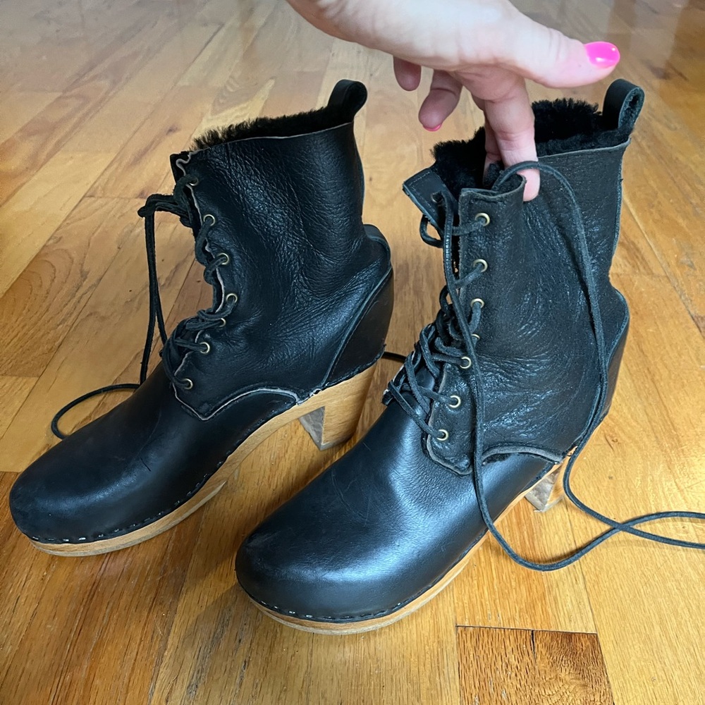 No. 6 sven shearling lace up boots like new